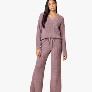 Cozy Knit V-Neck Sweater and Pants Set